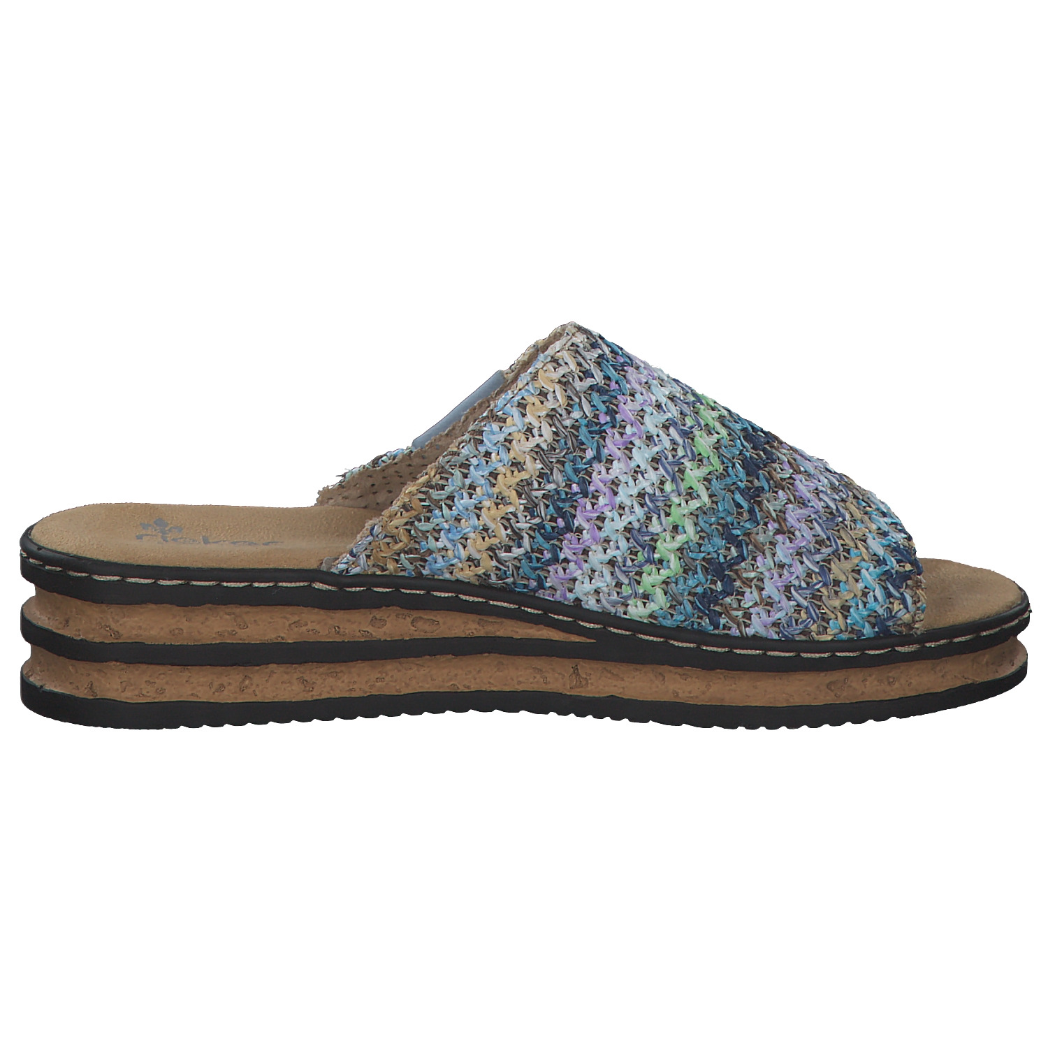 Rieker 62968, Plateau-Pantoletten, Damen, blau-multi/aqua