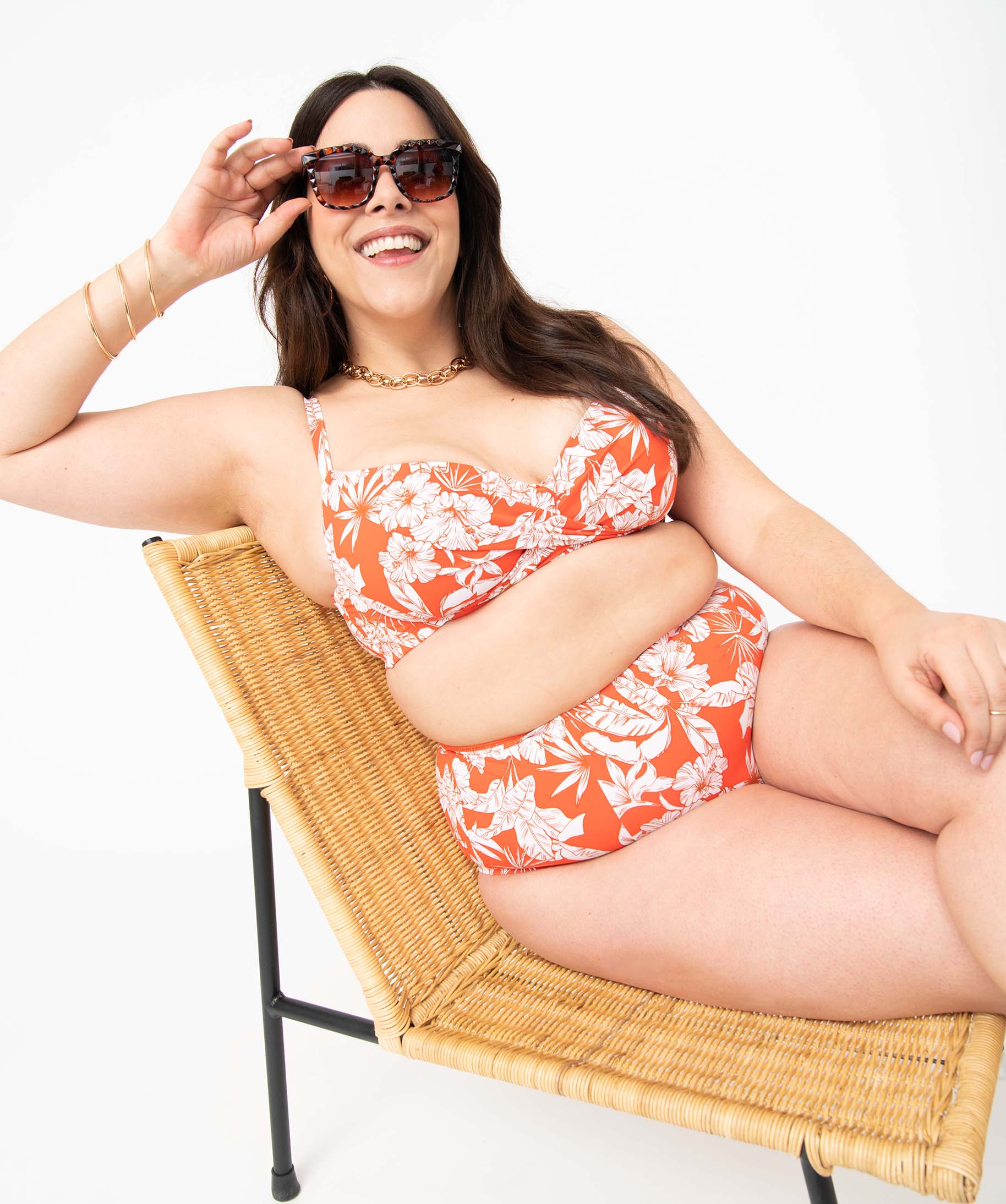Bas de maillot de bain femme grande taille à taille haute imprime | GEMO