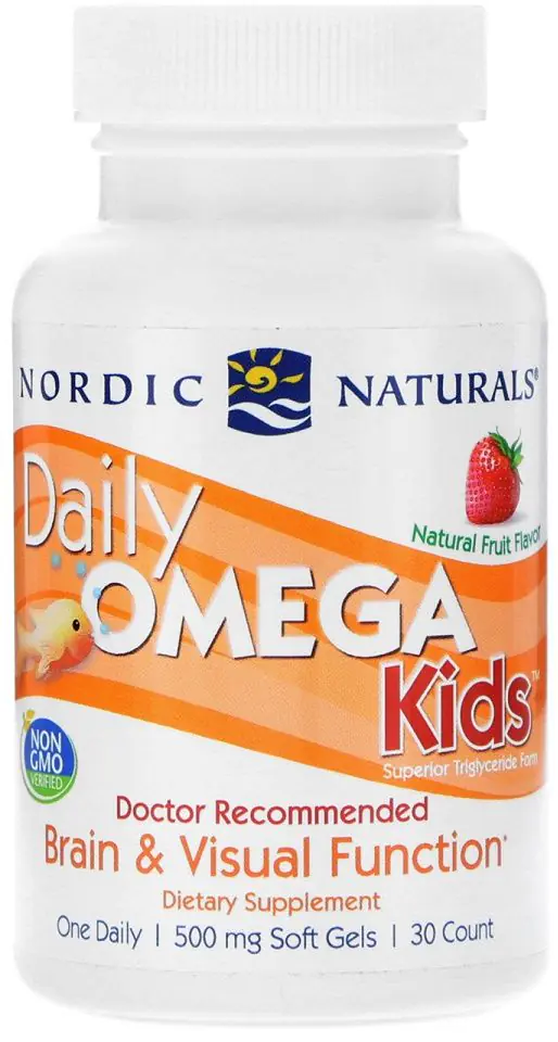 Nordic Naturals Daily Omega Kids, bløde kapsler til børn fra 3 år, jordbærsmag