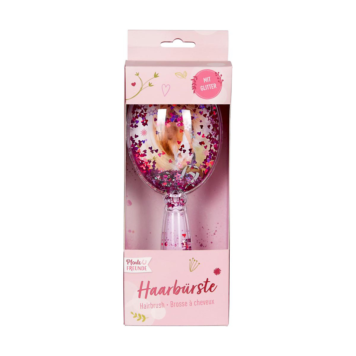 Haarbürste (mit beweglichem Glitter) - Pferdefreunde