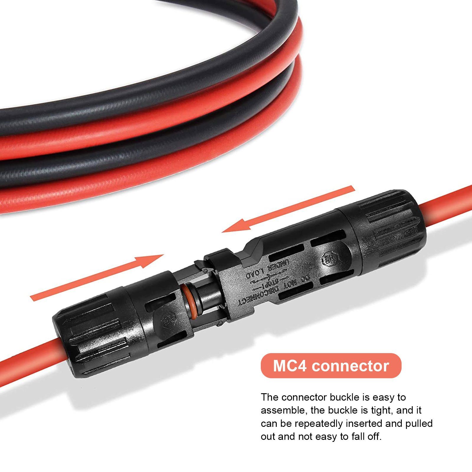 GLIESE Solaranlage 6mm2 rot + schwarz Solarkabel 1m-15m mit Stecker