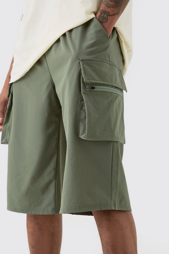 Tall lockere elastische Stretch Cargo-Shorts
