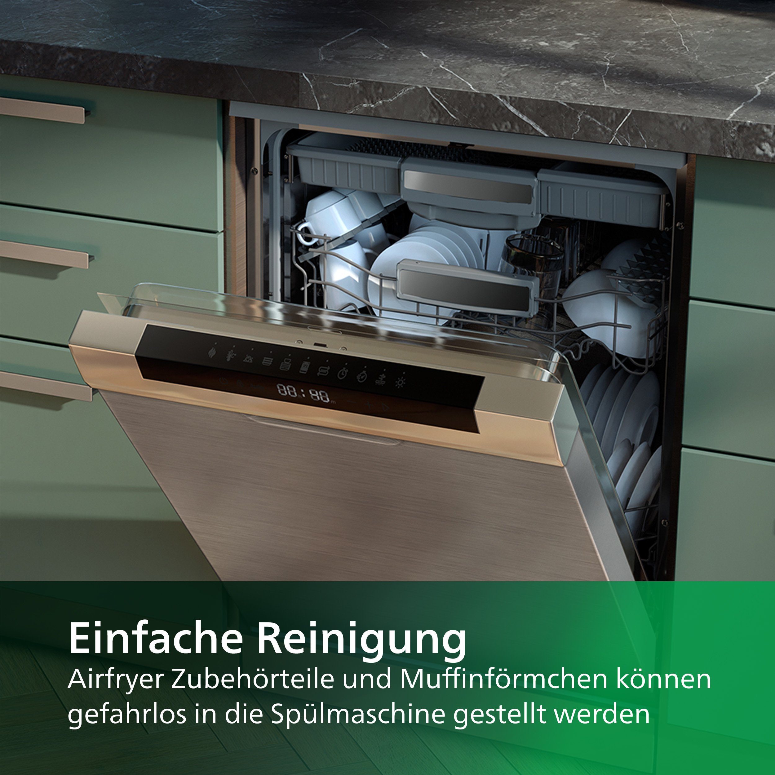 Philips Backblech HD9957/00 für Airfryer XXL 5000er Serie, inkl. 9 Silikon-Muffinförmchen, spülmaschinenfest
