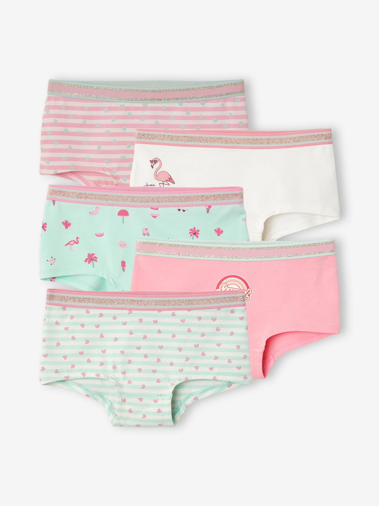 Lot de 5 shorties fille lot bleu et rose