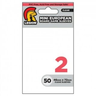 Legion - Standard Sleeves - Clear Board Game Sleeves 2 - Mini-European (50 Sleeves)