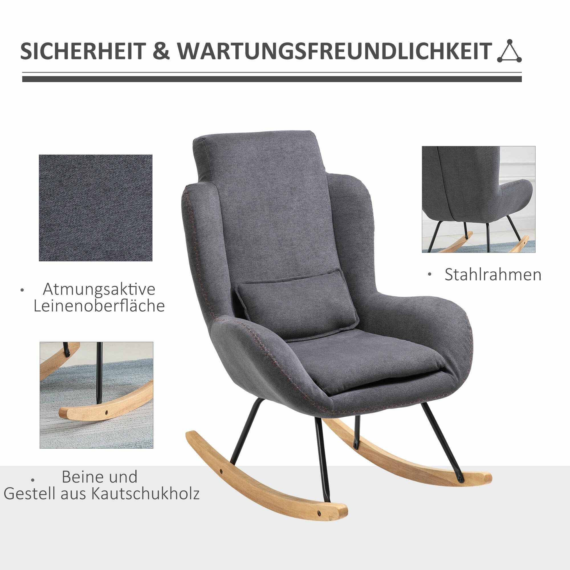 HOMCOM Schaukelstuhl Schaukelstuhl mit gebogener Rückenlehne
