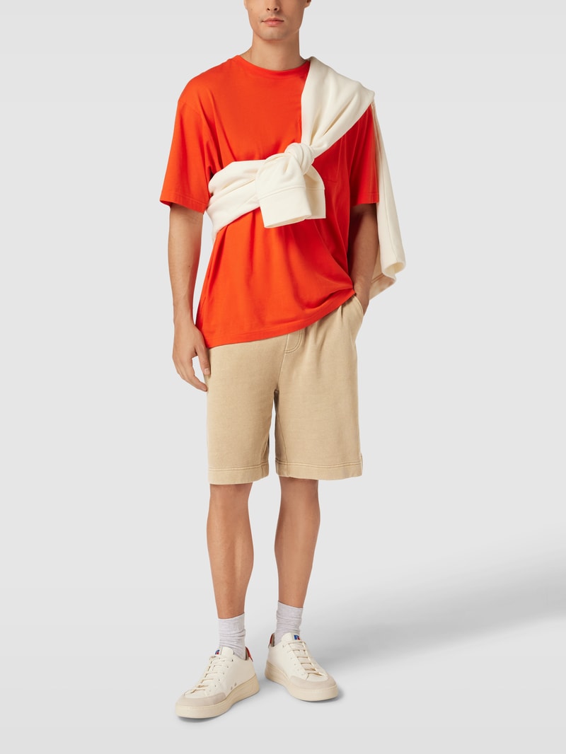 Shorts mit Label-Stitching Modell 'Neon' in sand meliert