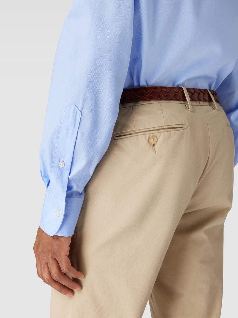 Slim Fit Business-Hemd mit Logo-Stitching in bleu