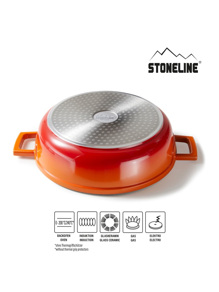 Stoneline Cocotte Bräter Rund 28 cm | mit Deckel in Orange günstig kaufen Ø 28 cm