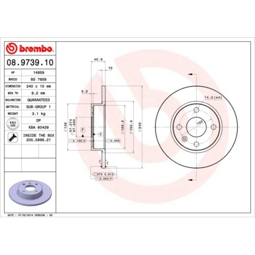 08.9739.10 BREMSSCHEIBE BREMBO HA  VP2 - ATU