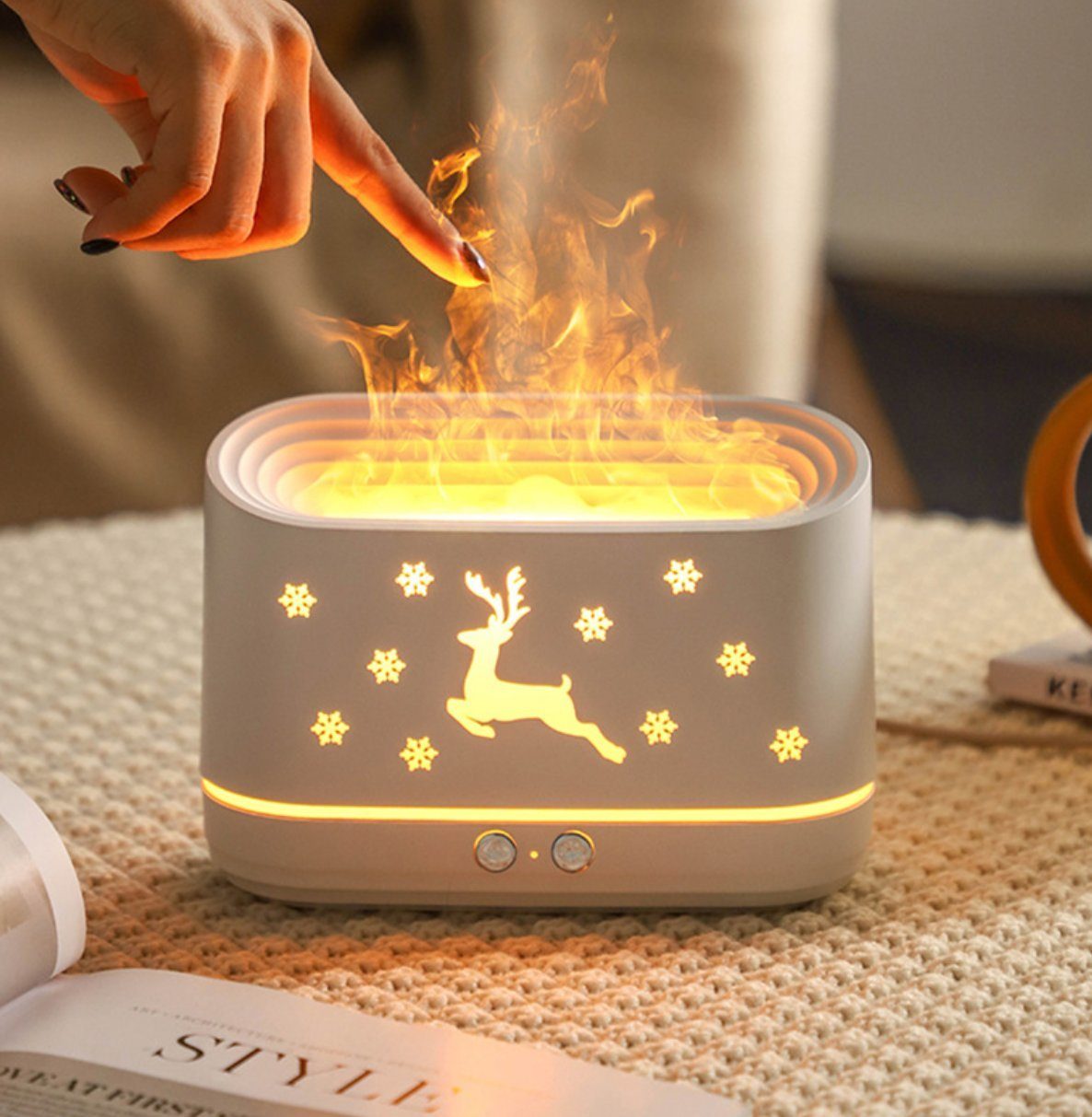K&B Luftbefeuchter USB-Flammen-Aroma-Diffusor – Luftbefeuchter