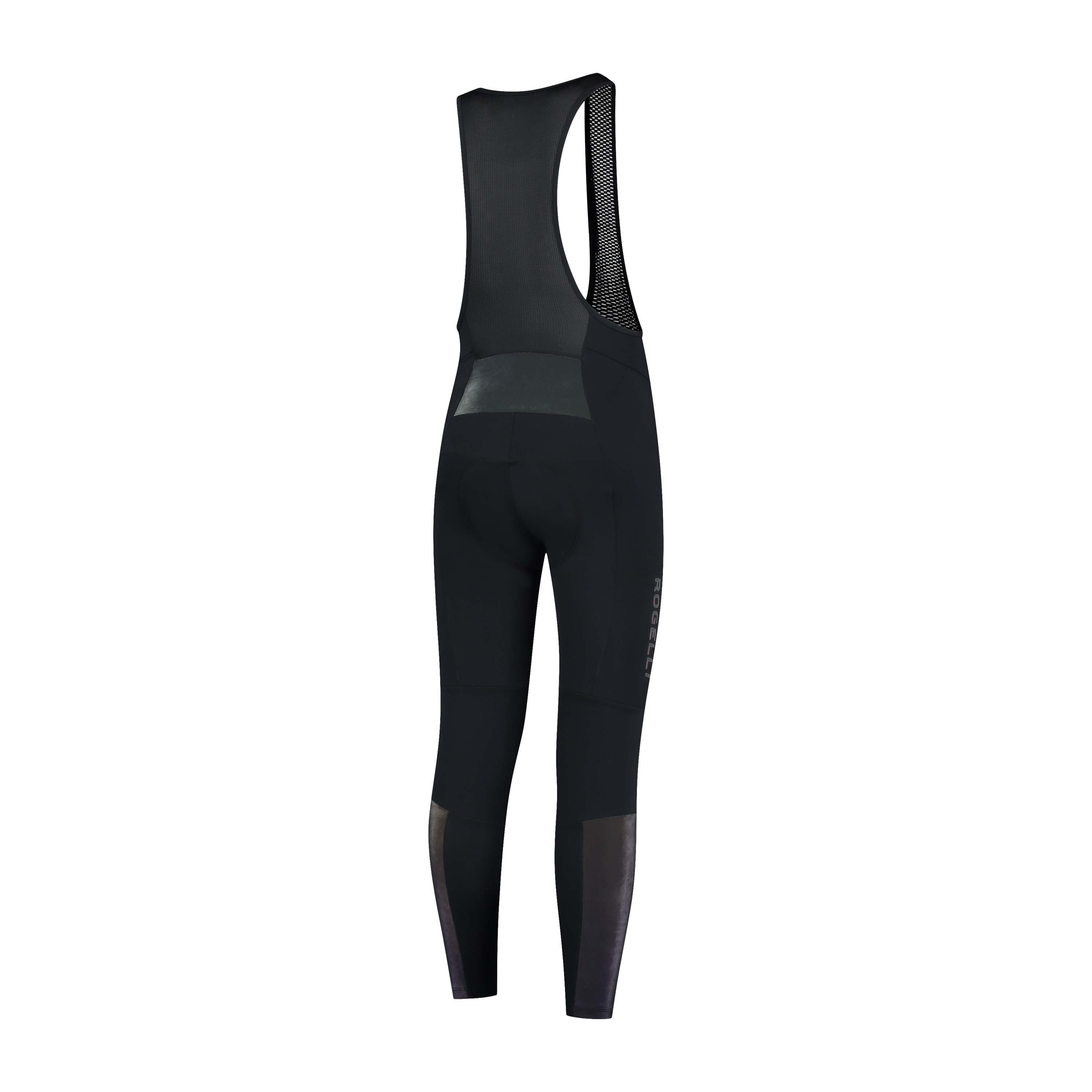 Rogelli Essential HI VIS Black Herren lange Radhose mit Träger