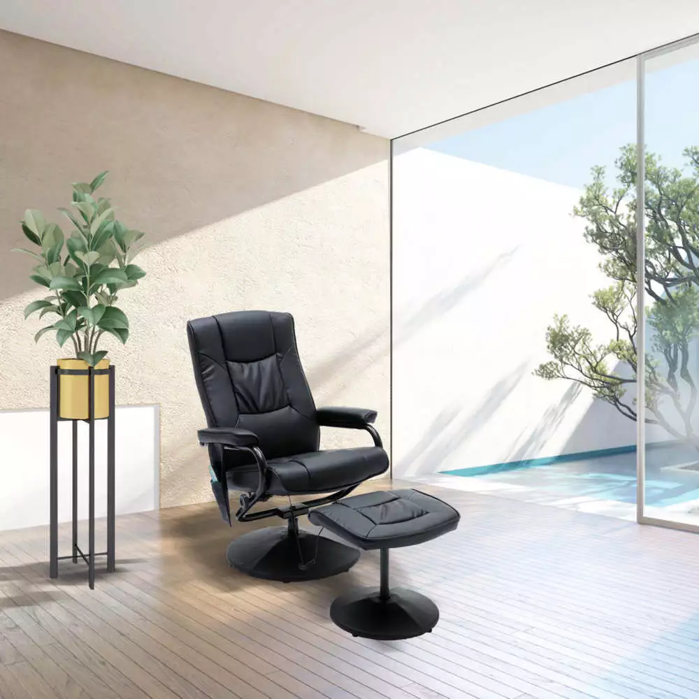 Happy Home Happy Home Massagesessel Relaxsessel mit Heizfunktion & Fußhocker schwarz