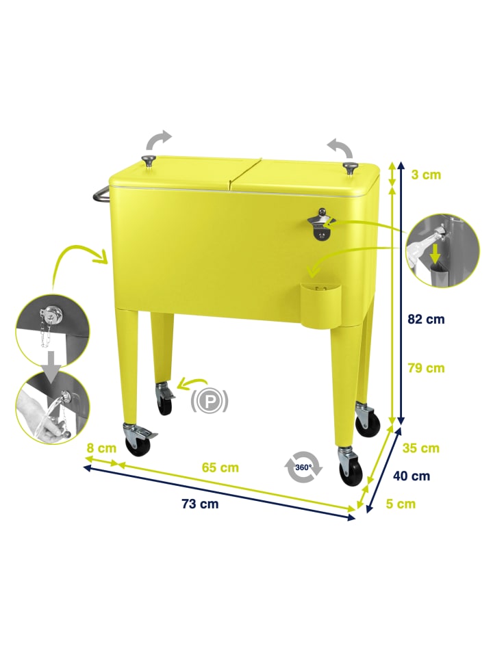 Beachtrekker Kailua Cooler - Kühlbox, Kühlwagen, Getränkekühler, Gelb günstig kaufen onesize