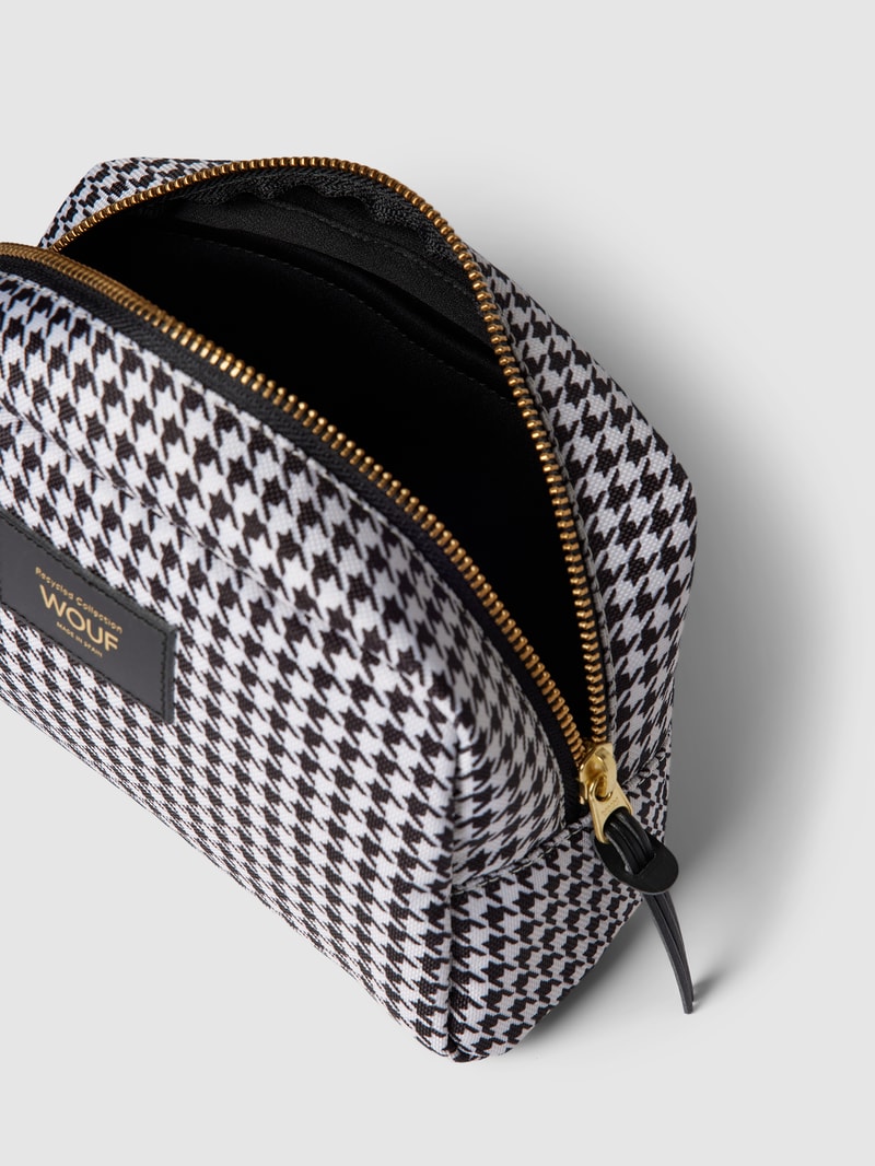 Kosmetiktasche mit Allover-Muster Modell 'Celine' in schwarz