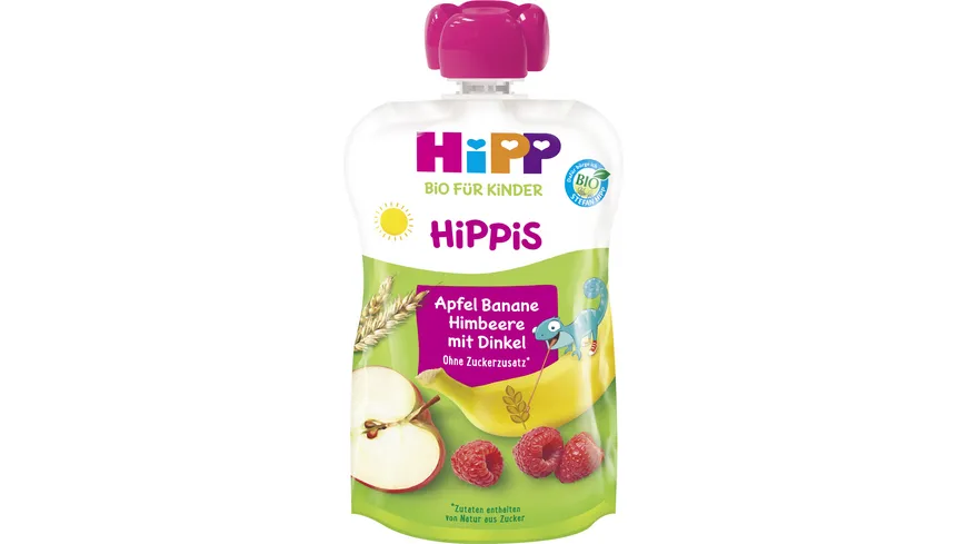 HiPP HiPPiS im Quetschbeutel: Apfel-Banane-Himbeere mit Dinkel 100 g