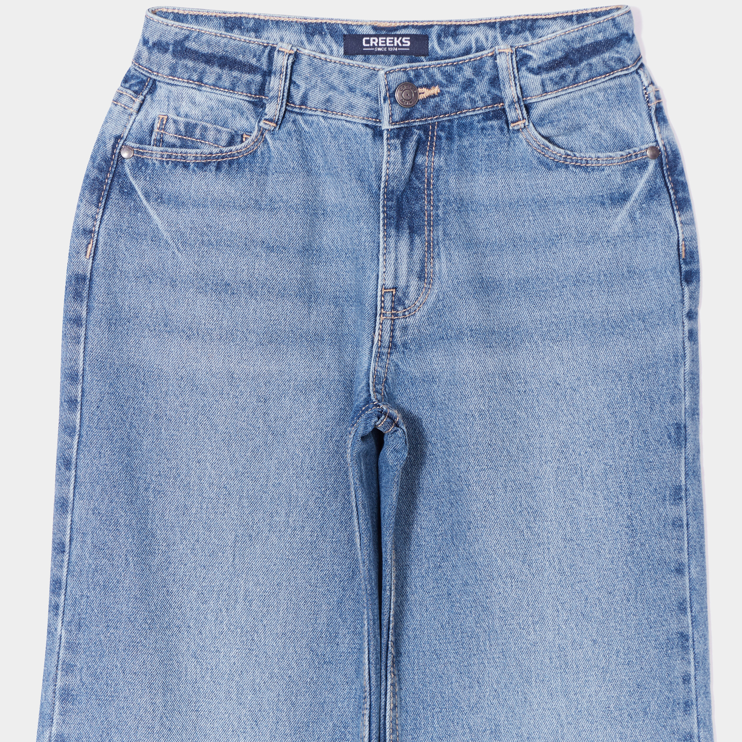 Jeans large taille ajustable Creeks denim double stone fille | La Halle