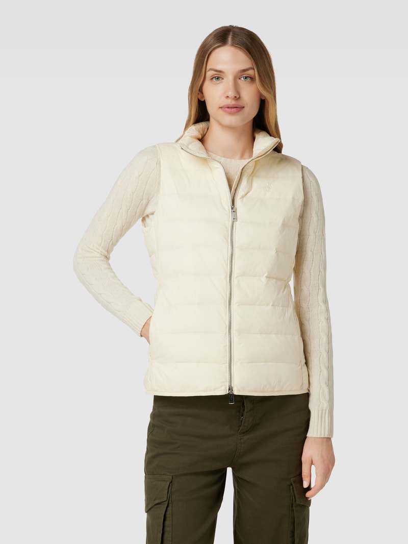 Steppweste mit Label-Stitching in ecru