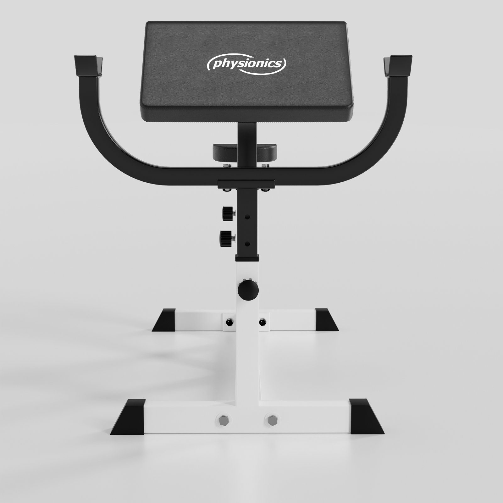 Physionics Hantelbank Curlbank - Sitz 5-Fach, Armlehne 4-Fach, Langhantelablage 6-Fach höhenverstellbar, bis 200 kg belastbar- Curl Hantelbank, Curlpult, Bizepsbank, Scottbank, Curl-Maschine