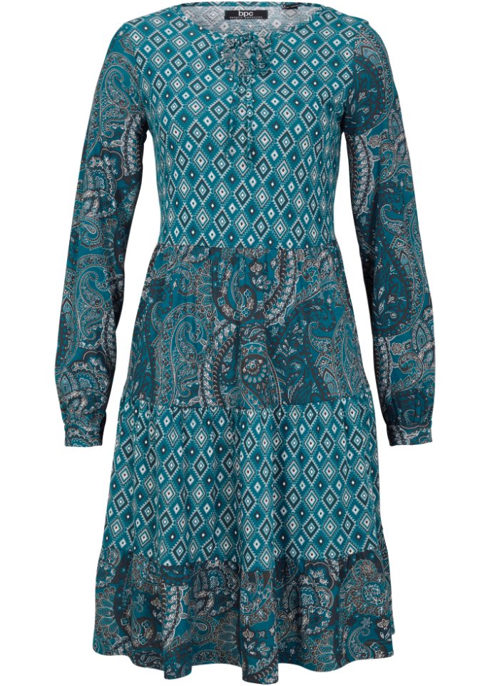 Kurzes Jerseykleid aus Baumwoll- Viskose Mischung, A-Linie