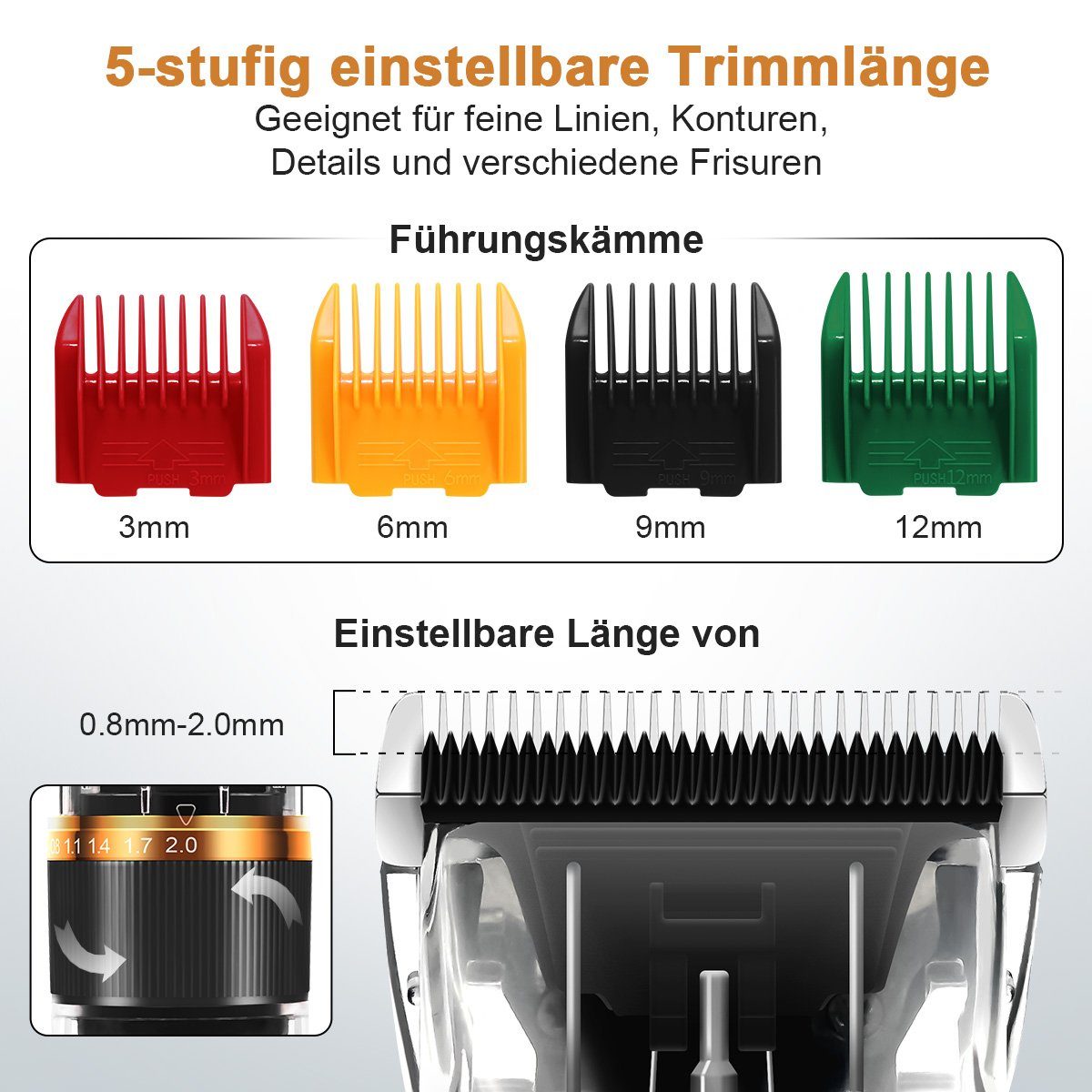 7Magic Hundeschermaschine Profi Schermaschine, Hund Katze Tierhaarschneidemaschine, Leise Hundeschermaschine, 1200mAh Hundetrimmer mit 3 Geschwindigkeiten