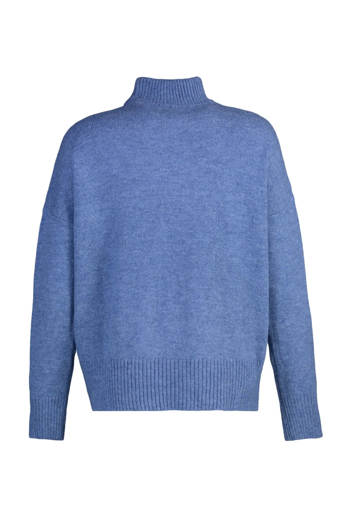 Trendyol Collection  Blauer, weich strukturierter Strickpullover mit Stehkragen und weiter Passform TWOAW23KZ00469