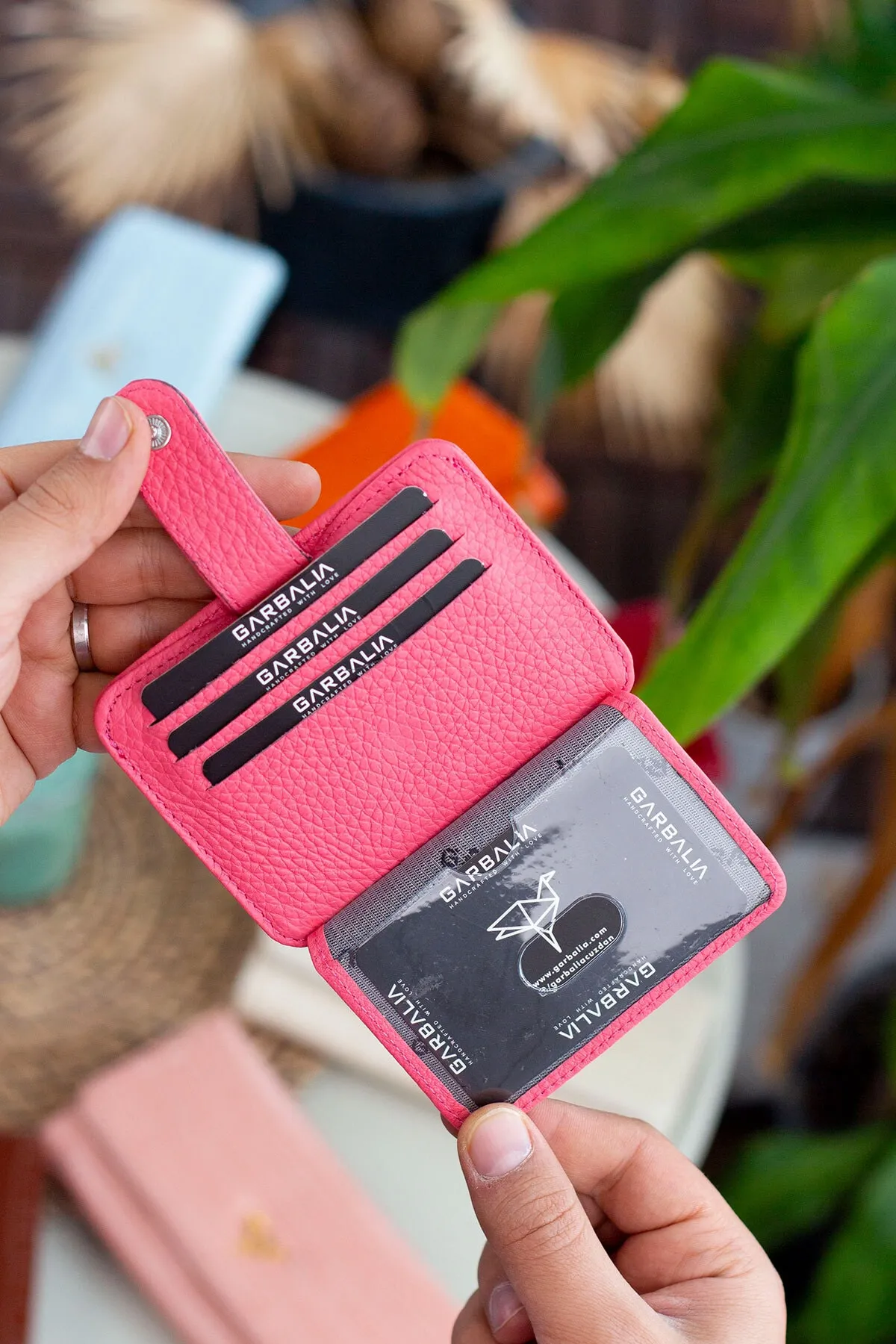 Garbalia  Shelby Unisex-Geldbörse mit Kartenetui aus echtem Leder in Rosa