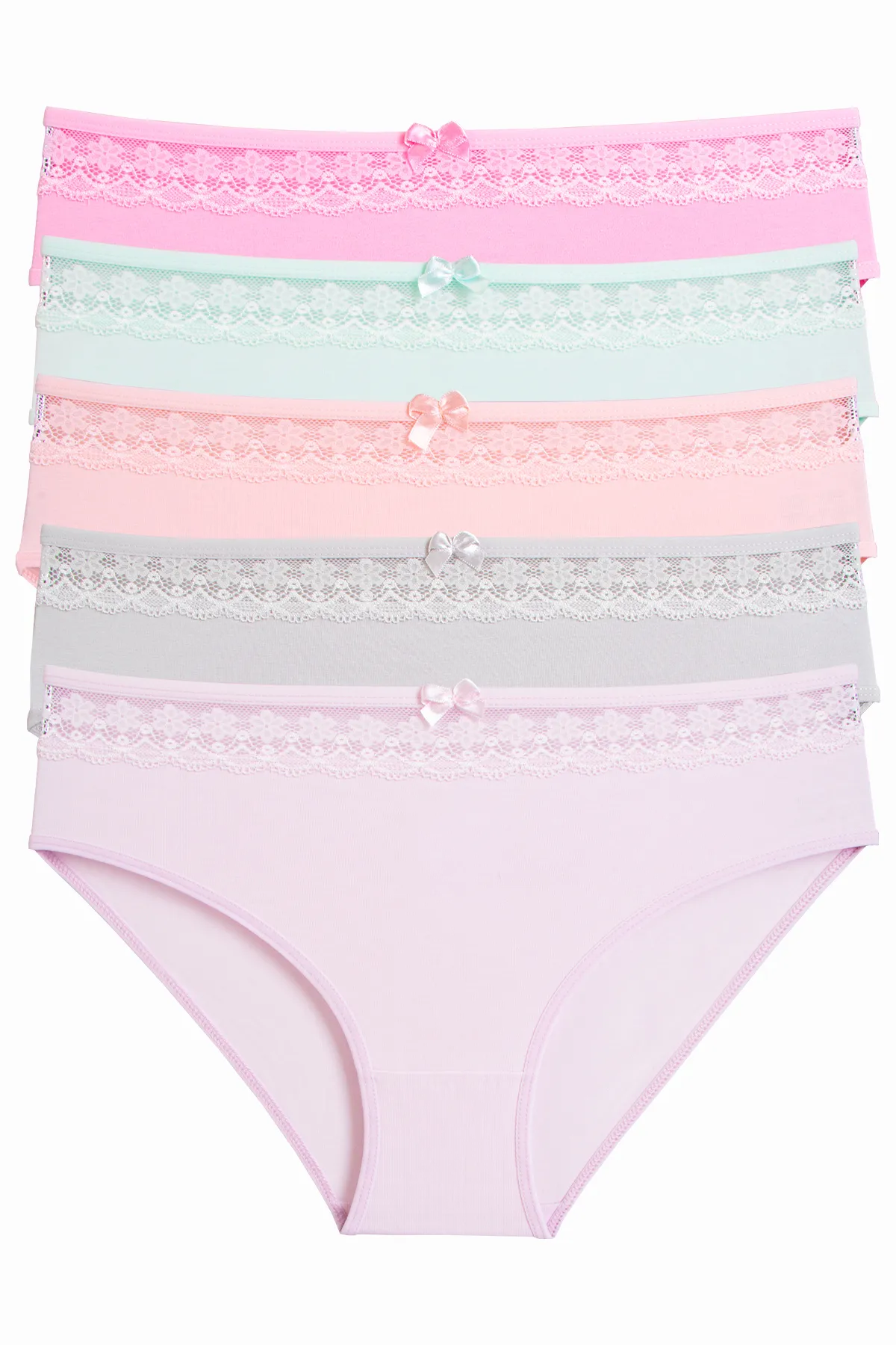 Nicoletta  Damenhöschen 5er-Pack Lycra-Spitze-Baumwolle LACHS