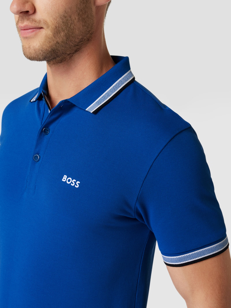 Regular Fit Poloshirt mit Label-Stitching Modell 'Paddy' in marineblau meliert