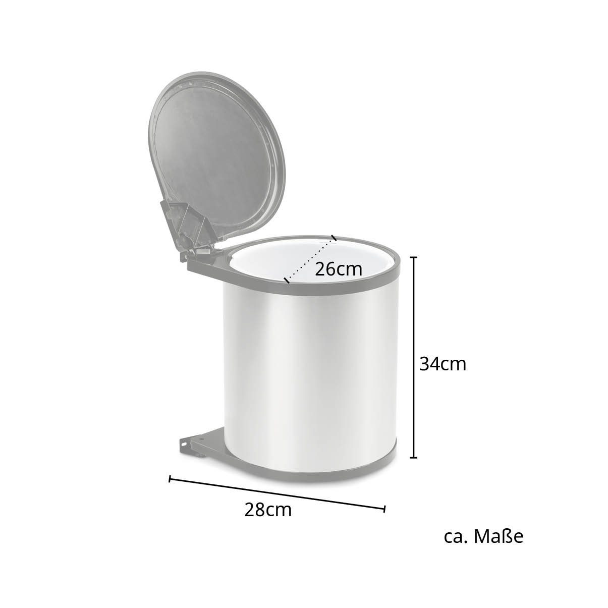 SVITA Einbaumülleimer, 12L, 26 cm Durchmesser, Schrankeinbau, Edelstahl, Silber
