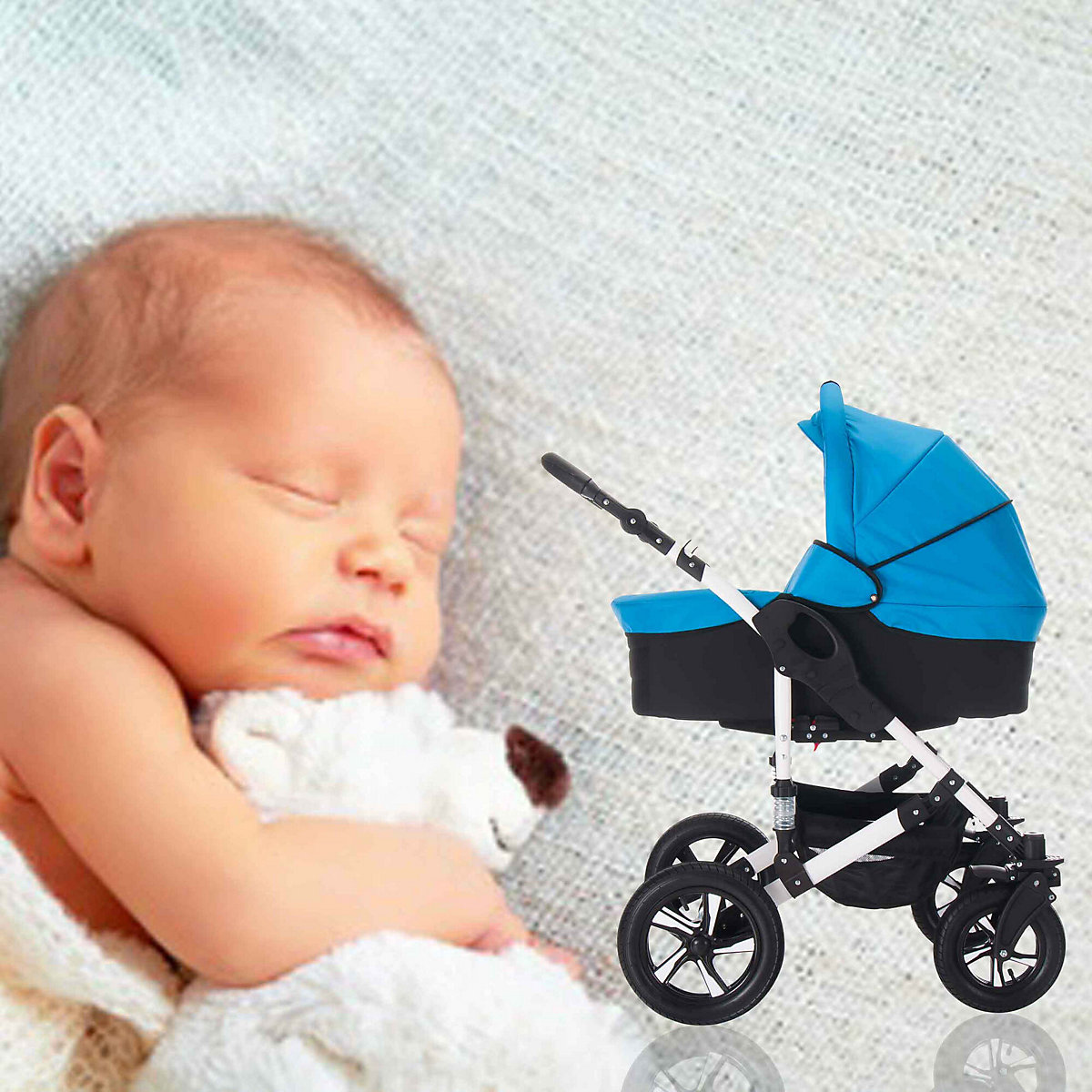 Florida | 3 in 1 Kombi Kinderwagen Komplettset | Hartgummireifen Kombikinderwagen