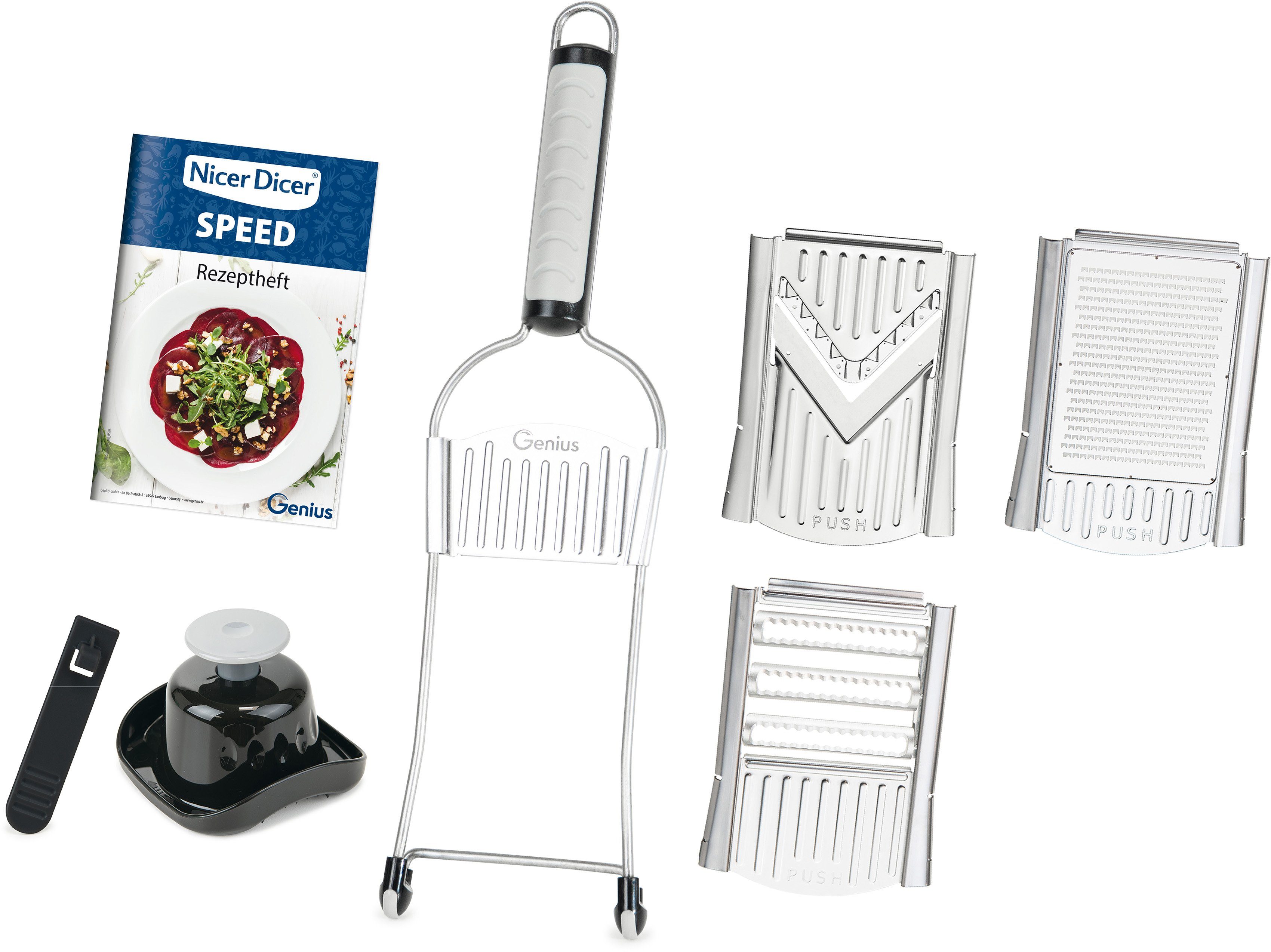 Genius Gemüseschneider Nicer Dicer Speed, Klingen in G-NOX-Qualität, wechselbare Einsätze
