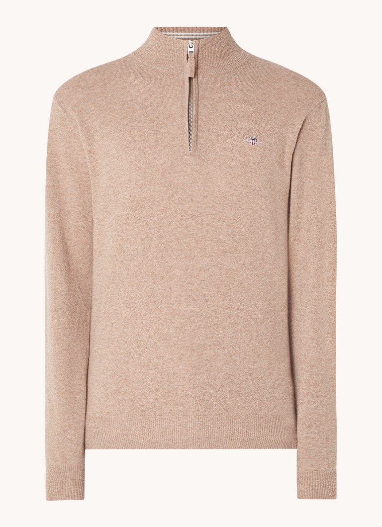 Gant Fine-knit wool pullover with half zip
