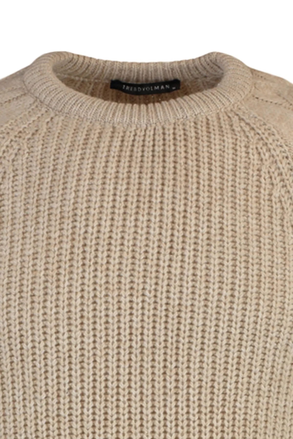 Trendyol Collection  Stone Regular Fit Rundhalspullover aus Haarstrick mit detailliertem Strickmuster TMNAW22KZ2059