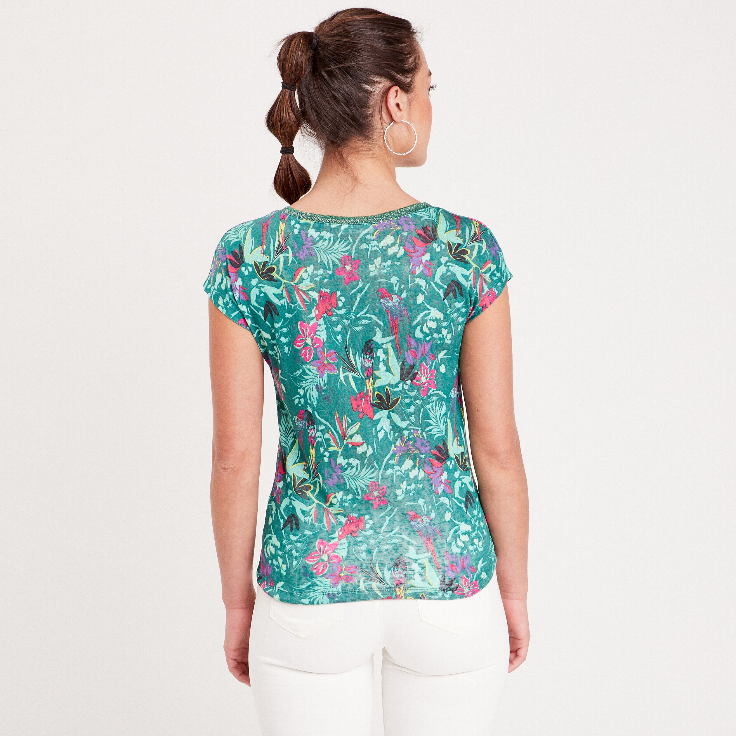 T-shirt manches courtes vert femme | Cache Cache