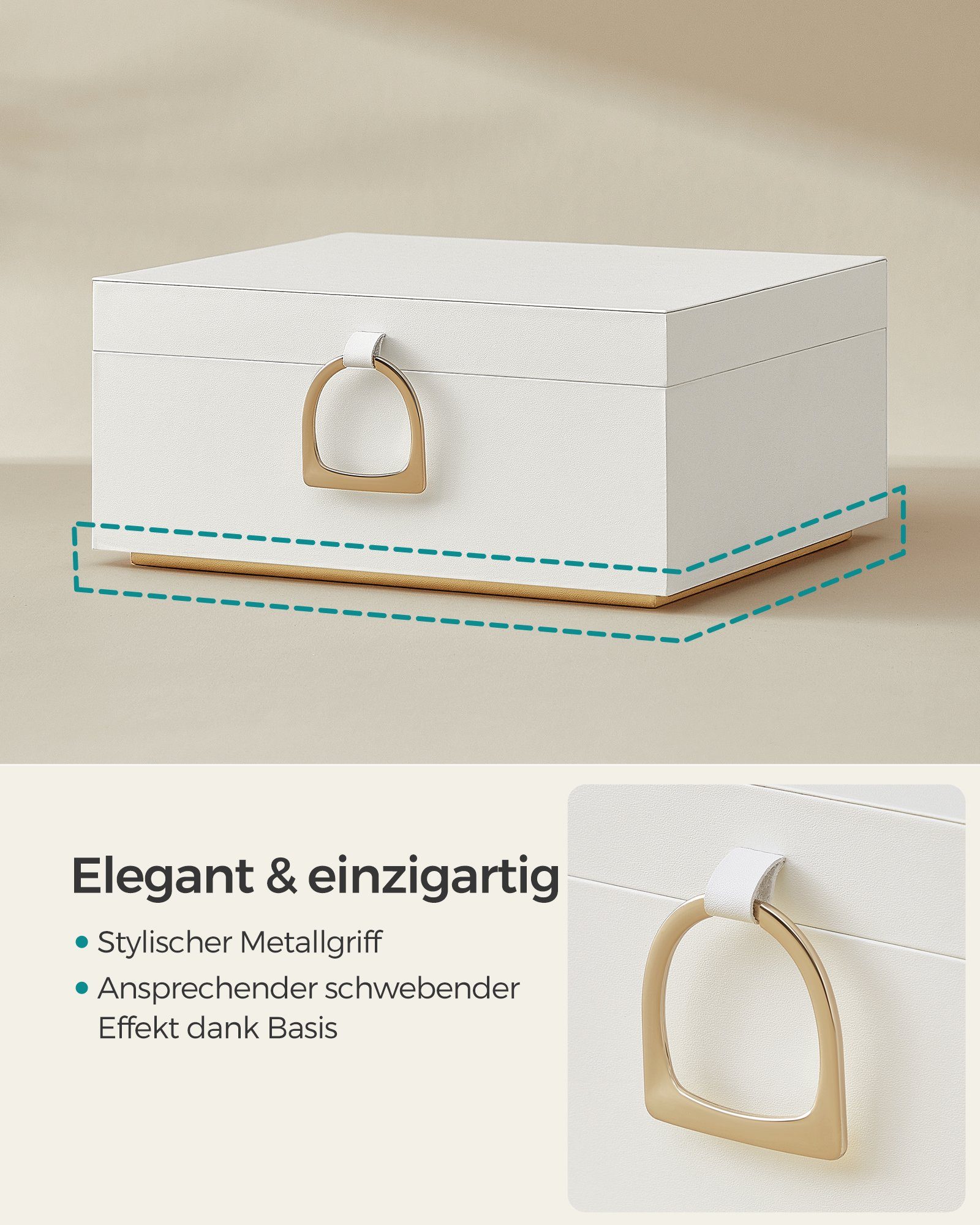 SONGMICS Schmuckkasten, 2 Ebenen, Schmuckkasten mit Griff, Schmuckbox