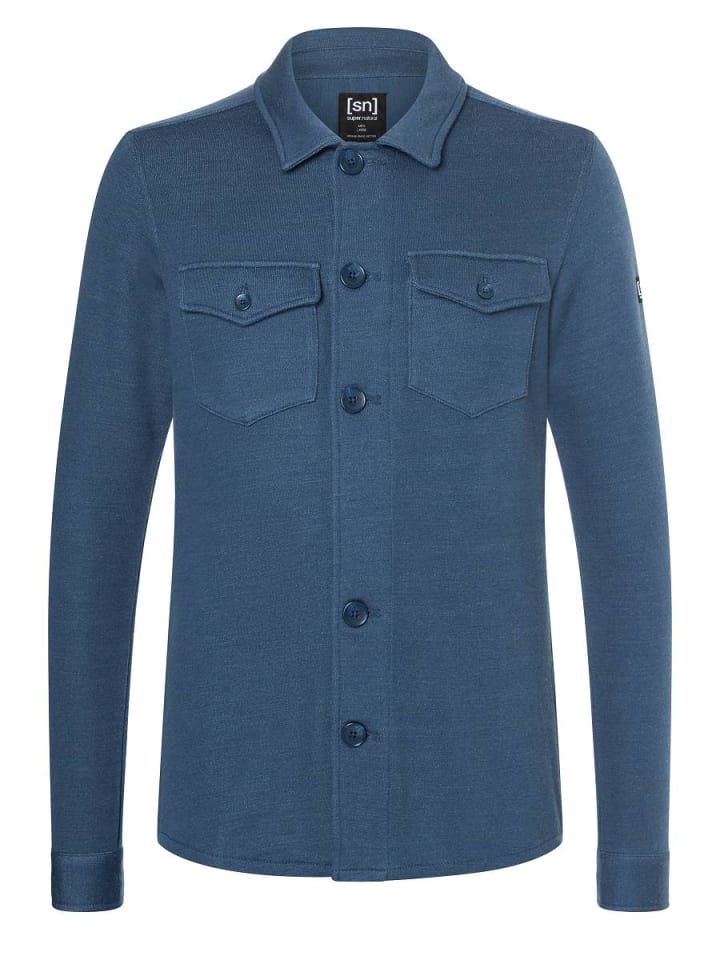 super.natural Merino Jacke M KNIT JACKET in blau günstig kaufen