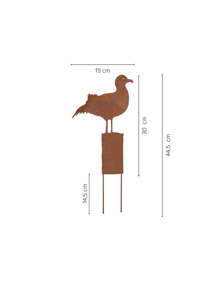UNUS Gartenstecker Rost Möwe auf Pfahl in Braun günstig kaufen onesize
