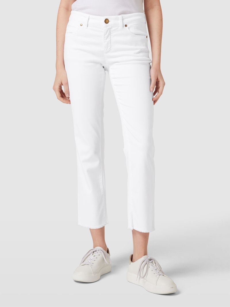 Jeans mit ausgefransten Beinabschlüssen Modell 'CLAIRE CROPPED' in weiß