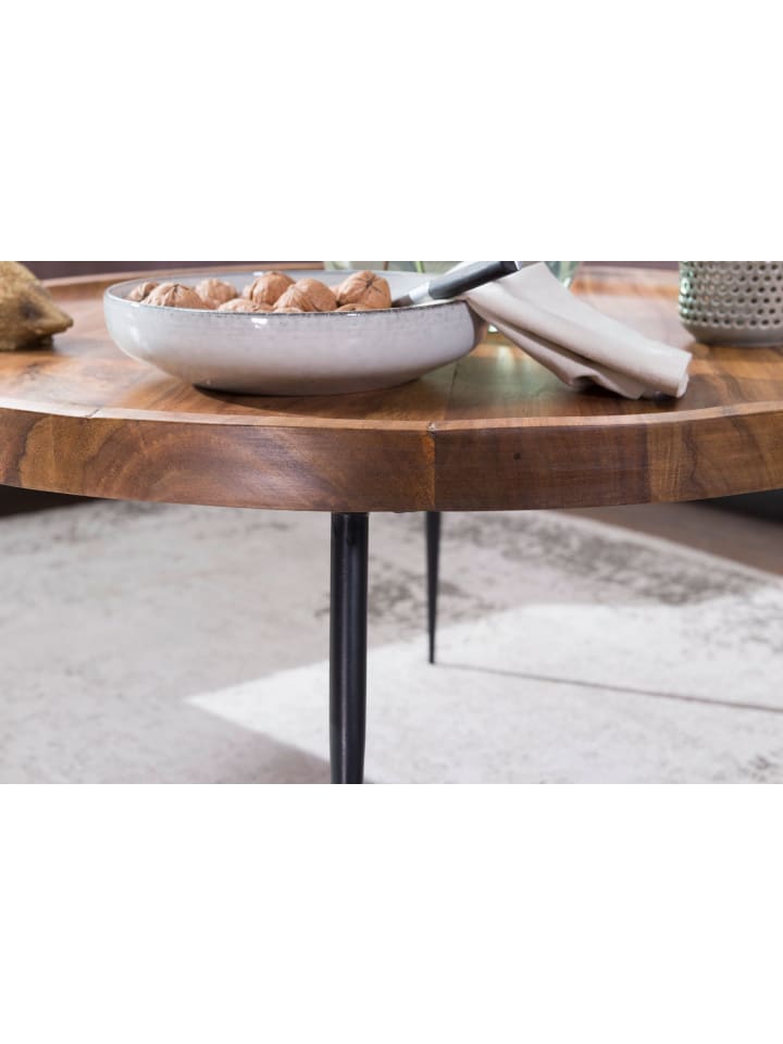 KADIMA DESIGN Couchtisch, Runde Holzplatte, Metallbeine, handgefertigt, pflegeleicht günstig kaufen onesize