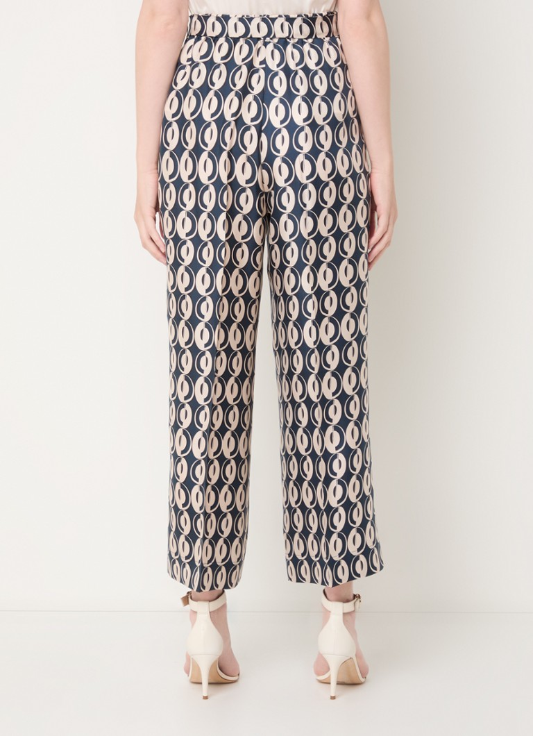 MaxMara Timeb high waist loose fit cropped silk trousers with tie belt