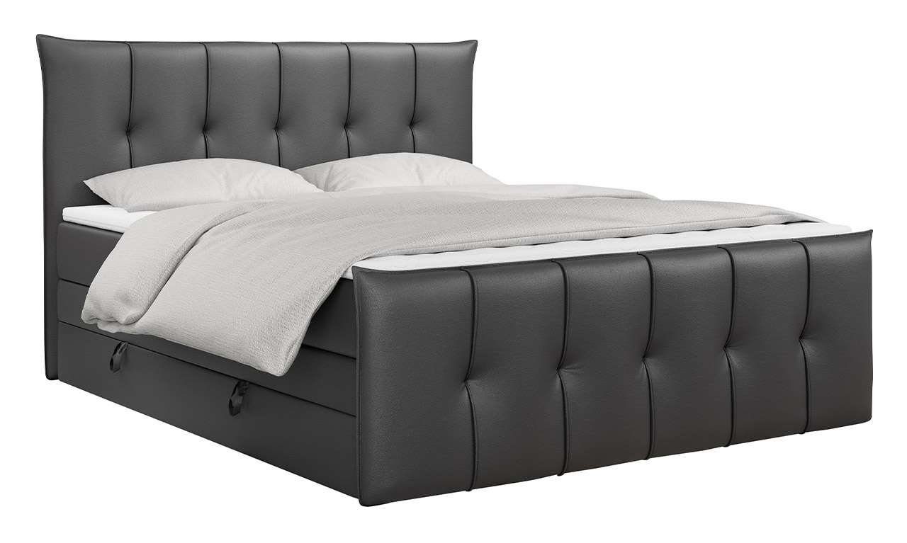 MKS MÖBEL Boxspringbett PREMIUM 11 KING, Bettkasten und Zwei Matratzen - Multipocket-Matratze und Topper