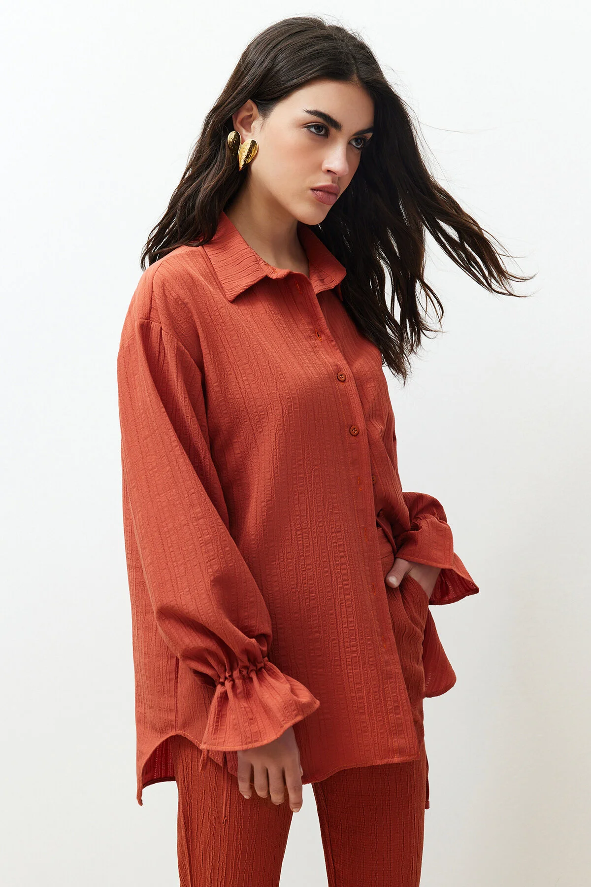 Trendyol Collection  Hemd - Bordeaux - Regular Fit