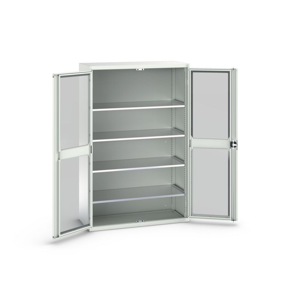 Μπουκάλι 16926663.16 Ντουλάπι συστήματος Verso 1300x550x2000mm 4 ράφια 2 πόρτες με παράθυρα RAL 7035
