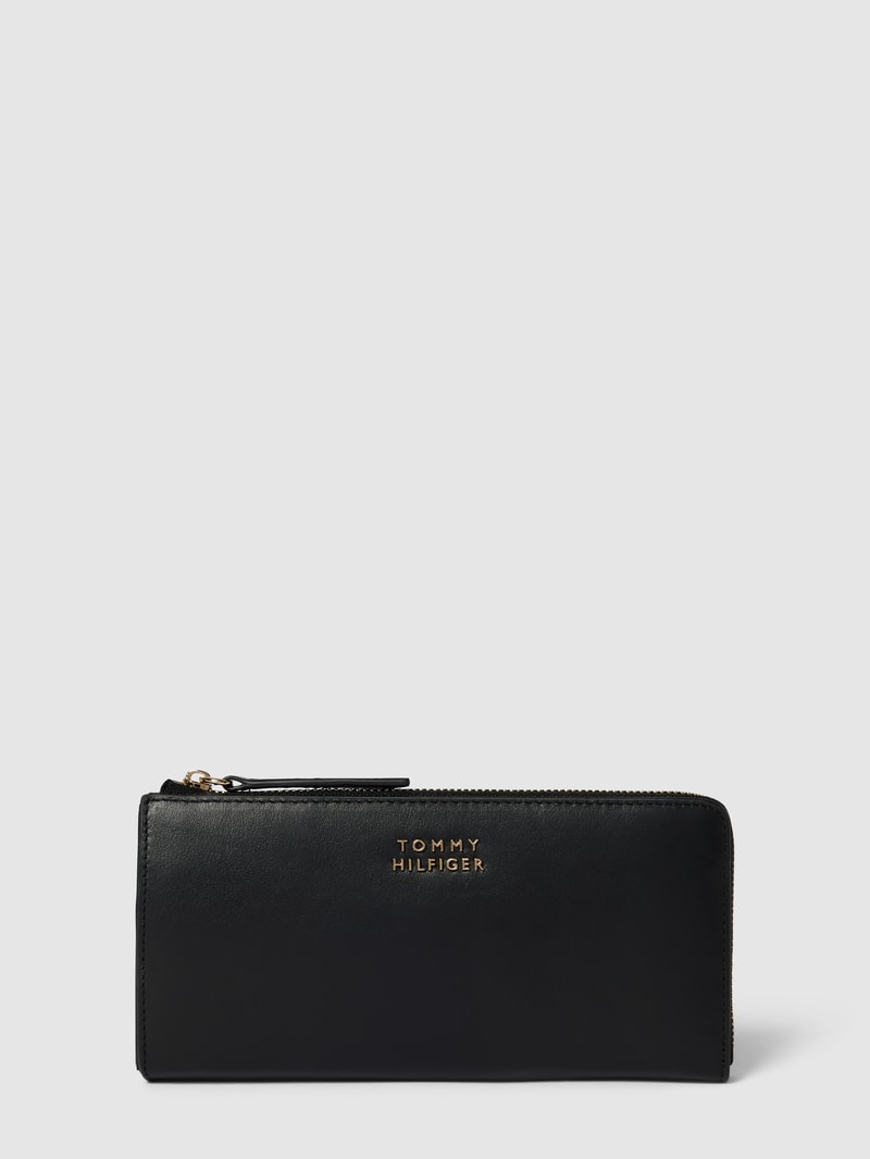 Portemonnaie mit Label-Applikation in schwarz