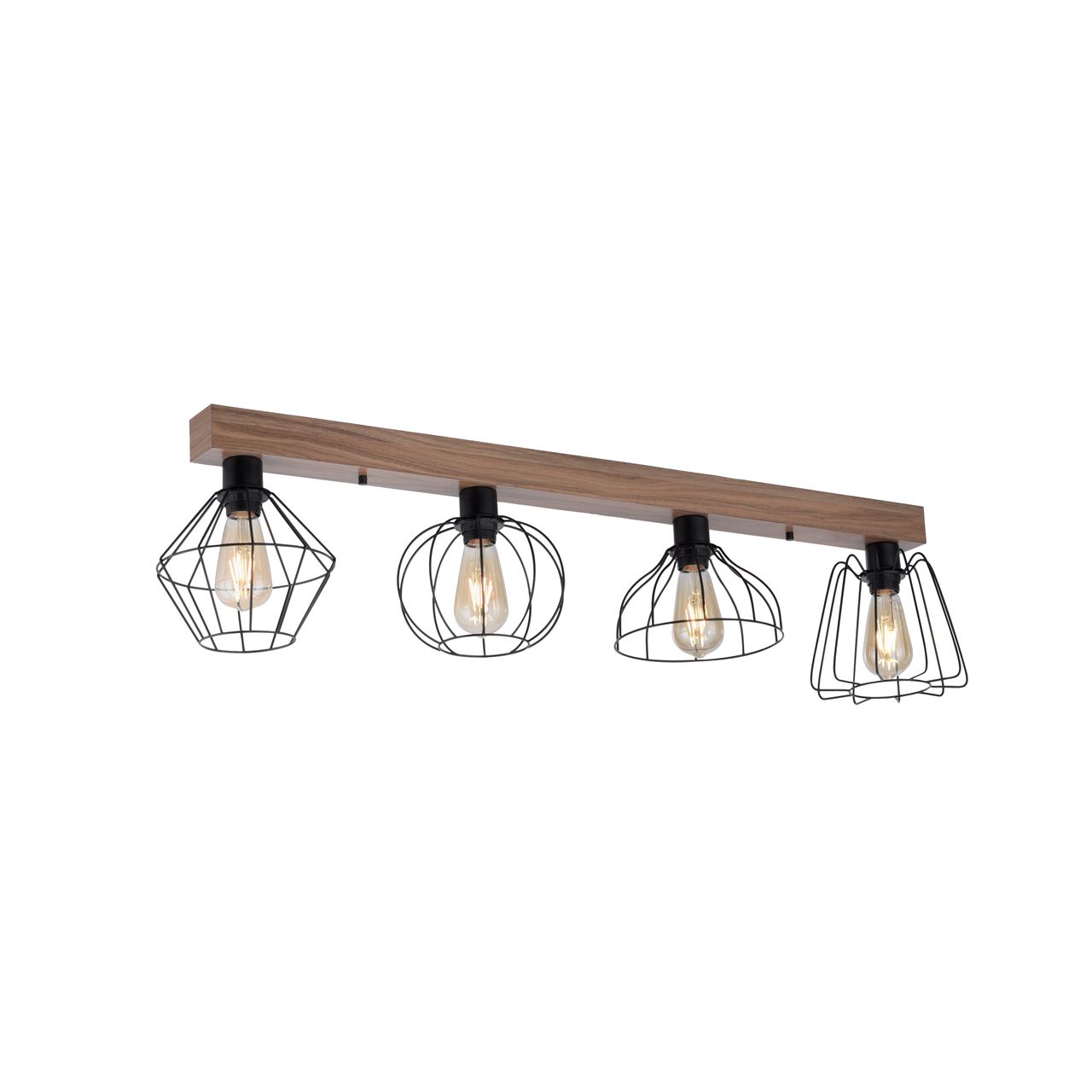 JUST LIGHT LeuchtenDirekt Deckenleuchte KASKA, Holzdekor, 4xE27 max. 40 W, Innenleuchte, IP20