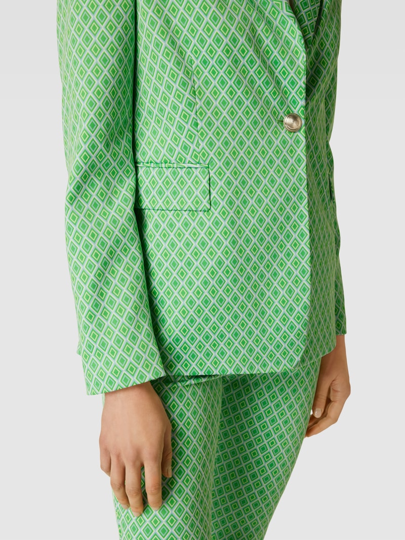 Blazer mit Allover-Muster und Knopfverschluss in hellgrün