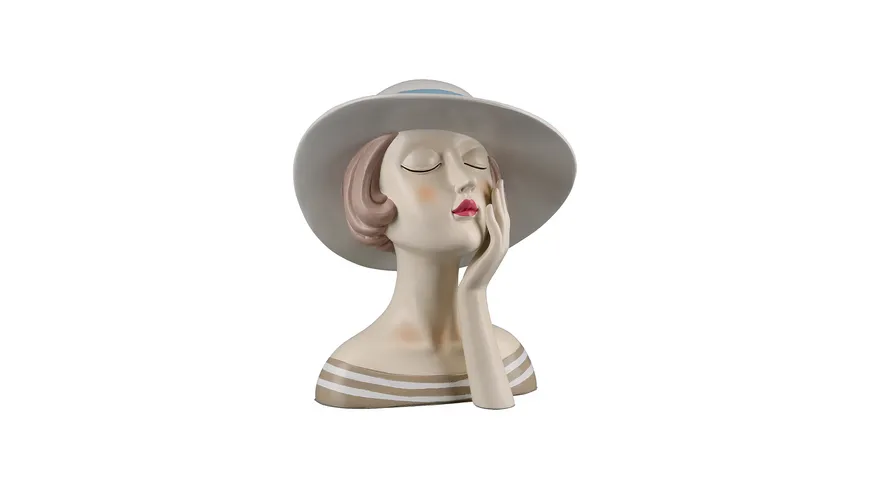 GILDE Poly Figur Lady mit weißem Hut mehrfarbig