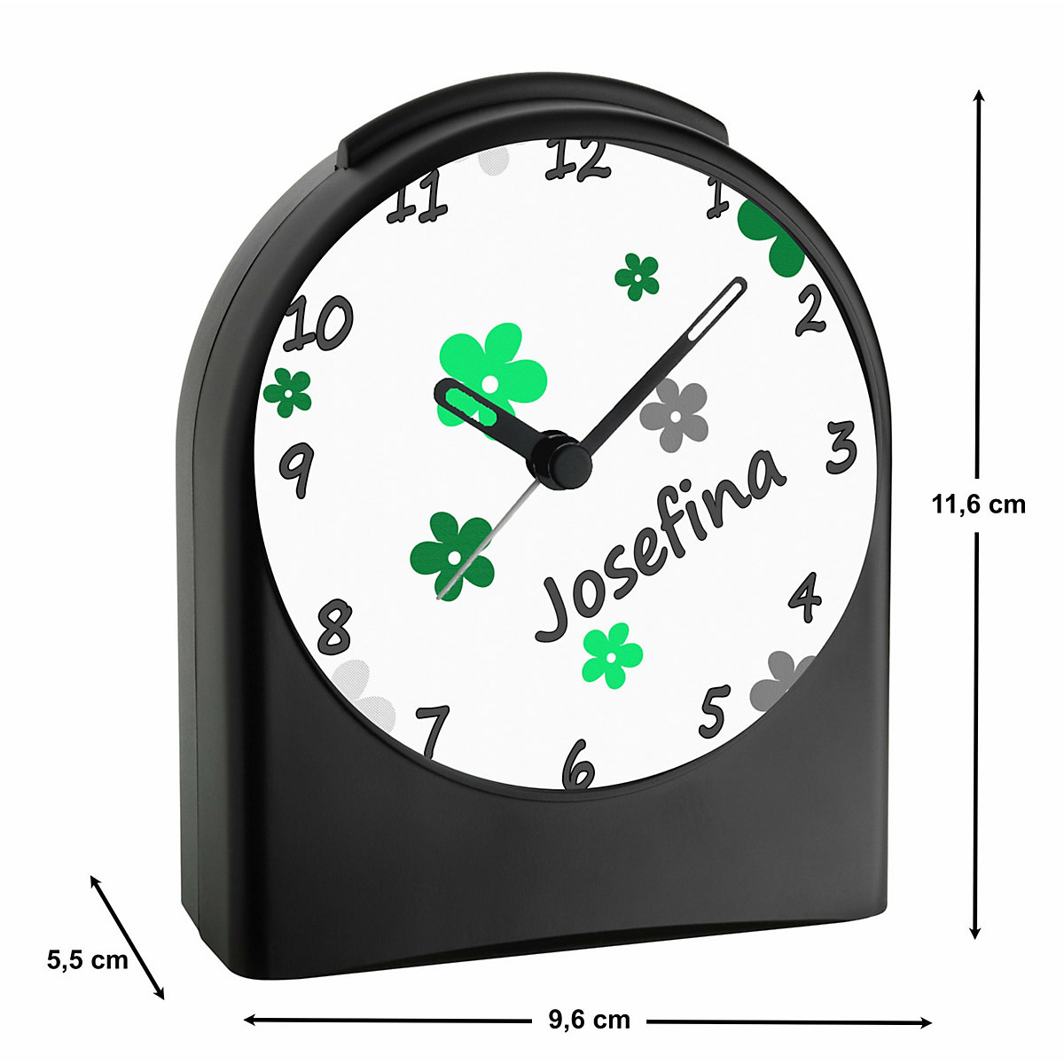 Kinder Funkwecker personalisiert mit Namen Blume Atom-/Funkuhr, 12-Stunden-Anzeigeformat, Schlummerfunktion, Nachtlicht, Geräuschlos/Ohne Ticken