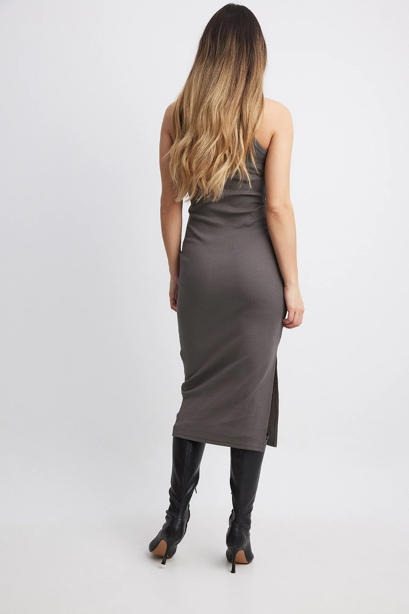 Geripptes Midi-Kleid